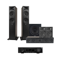 JBL MA510 5.2 8K HDMI 2.1 AV Receiver + JBL Stage 260F 5.1 Speaker Package with 10” Subwoofer