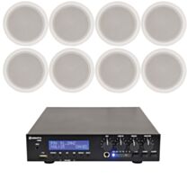 8 x 5" 100V Ceiling Speaker Package + Adastra UM60 BT / USB Media Amplifier + Wiring