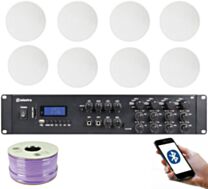 Adastra A8 Powerful Quad Zone Media Stereo Amplifier + 8X 8" Low Profile Ceiling Speaker bundle