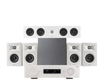 JBL MA310 5.2 4K AV Receiver + JBL Stage 240B 5.1 Speaker Package with 10” Subwoofer - White