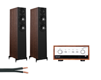 Wharfedale Diamond 12.3i Walnut + LEAK Stereo 130 Integrated Amplifier – Walnut + 5M QED 79 Strand – Black