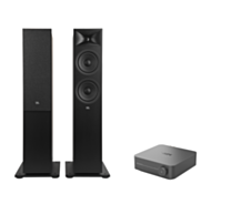 WiiM AMP Pro Music Streaming Amplifier + JBL Stage 280F Floor Standing Speakers Package and 5 metres Classic 79 Strand
