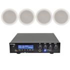 4 x 5" 100V Ceiling Speaker Package + Adastra UM30 BT / USB Media Amplifier + Wiring