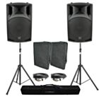 QTX Twin QX12A 800W Active PA Speaker Bundle With Covers & Stands