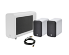 Q Acoustic M20 HD Wireless Music System Speakers - White + Q Acoustics 3060S Slimline Active Subwoofer - Satin White